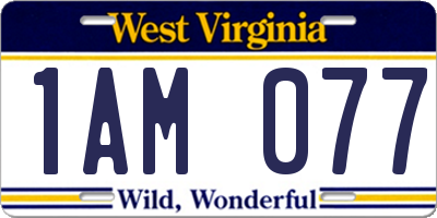 WV license plate 1AM077