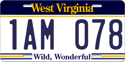 WV license plate 1AM078