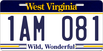 WV license plate 1AM081
