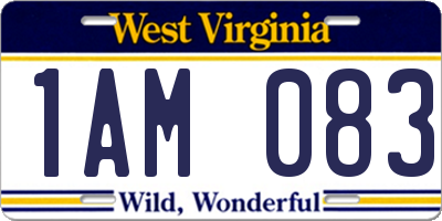 WV license plate 1AM083