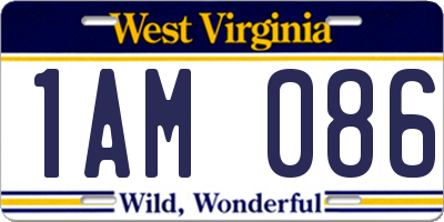 WV license plate 1AM086