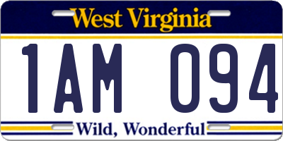 WV license plate 1AM094