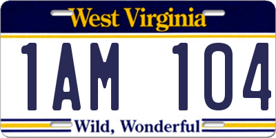 WV license plate 1AM104