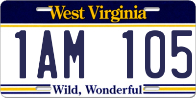 WV license plate 1AM105