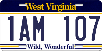 WV license plate 1AM107