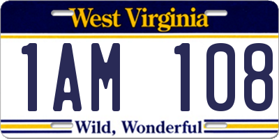 WV license plate 1AM108