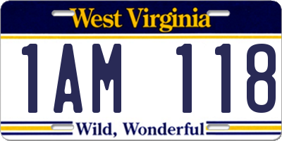 WV license plate 1AM118