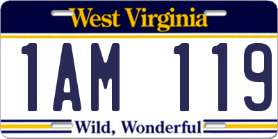 WV license plate 1AM119