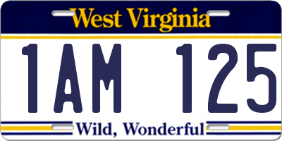 WV license plate 1AM125