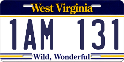 WV license plate 1AM131