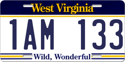 WV license plate 1AM133