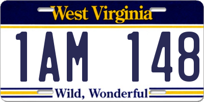 WV license plate 1AM148