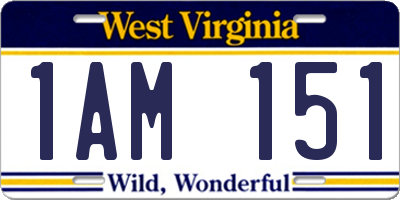 WV license plate 1AM151