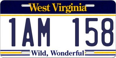 WV license plate 1AM158