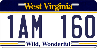 WV license plate 1AM160