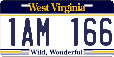WV license plate 1AM166