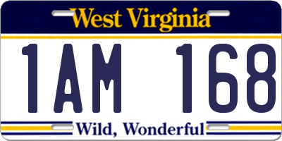 WV license plate 1AM168