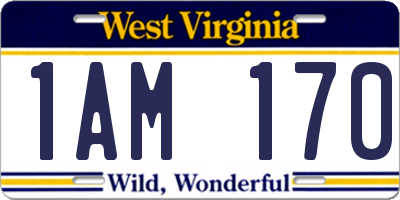 WV license plate 1AM170