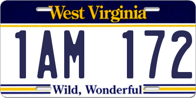WV license plate 1AM172