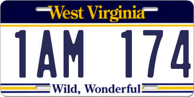 WV license plate 1AM174
