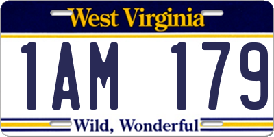 WV license plate 1AM179