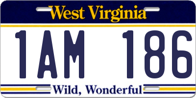 WV license plate 1AM186