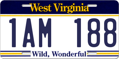 WV license plate 1AM188