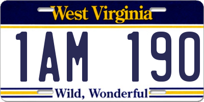 WV license plate 1AM190