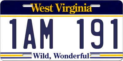 WV license plate 1AM191