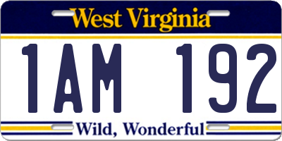 WV license plate 1AM192