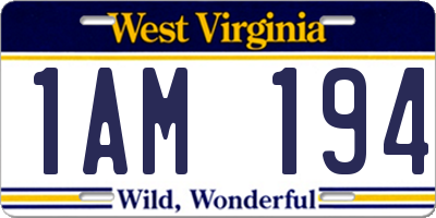 WV license plate 1AM194