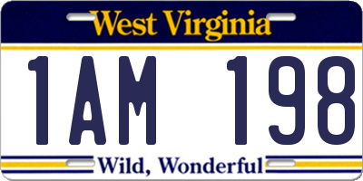 WV license plate 1AM198