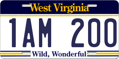 WV license plate 1AM200
