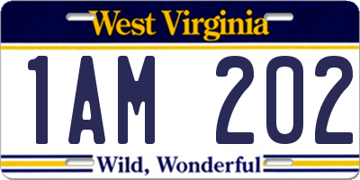 WV license plate 1AM202