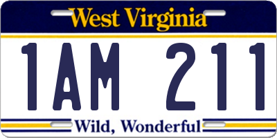 WV license plate 1AM211