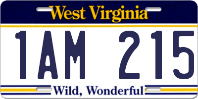 WV license plate 1AM215