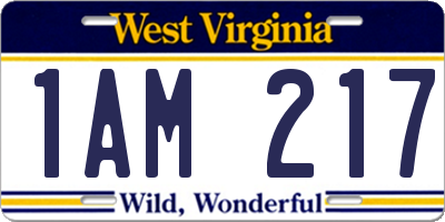 WV license plate 1AM217