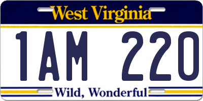 WV license plate 1AM220