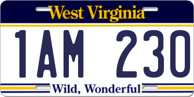 WV license plate 1AM230