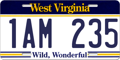 WV license plate 1AM235