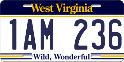 WV license plate 1AM236