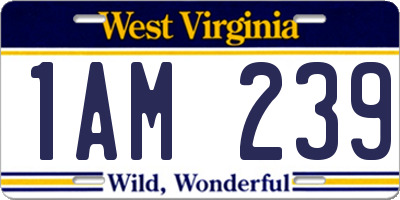 WV license plate 1AM239