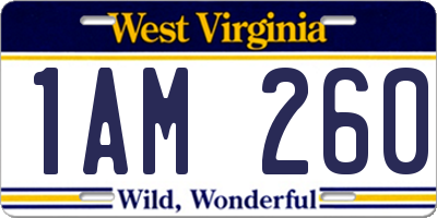 WV license plate 1AM260