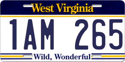 WV license plate 1AM265