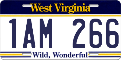 WV license plate 1AM266