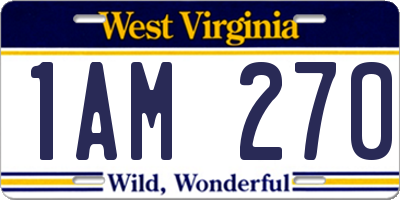 WV license plate 1AM270