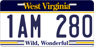 WV license plate 1AM280