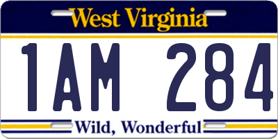 WV license plate 1AM284