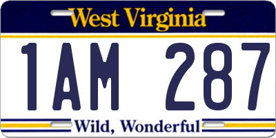 WV license plate 1AM287