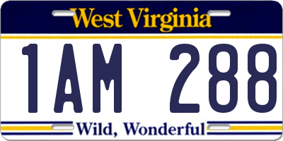WV license plate 1AM288